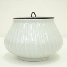 画像4: 京焼　森岡嘉祥造　白磁シノギ水指（共箱） (4)