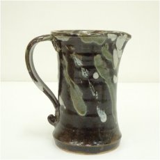 画像2: 益子焼　木村充造　二彩流文水注（共箱） (2)