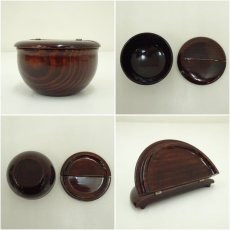 画像6: 溜塗　老松茶入（仕覆付）（箱付） (6)