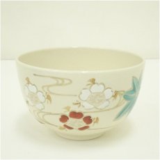 画像2: 加藤昌山造　色絵雲錦流し茶碗（箱付） (2)