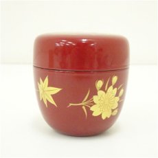 画像3: 朱漆塗　雲錦蒔絵中棗（箱付） (3)