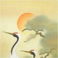 画像3: 契雪筆　松上双鶴　肉筆絹本掛軸（共箱） (3)