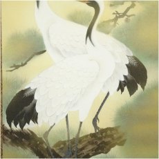 画像4: 契雪筆　松上双鶴　肉筆絹本掛軸（共箱） (4)