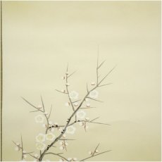 画像3: 正庵筆　梅に鶯　肉筆絹本掛軸（共箱） (3)