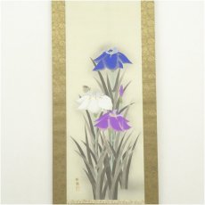 画像2: 朝陽筆　菖蒲図　肉筆絹本掛軸（共箱） (2)