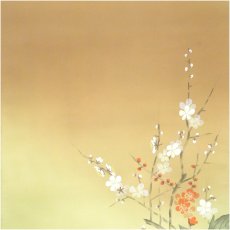 画像3: 華光筆　四季花　肉筆絹本掛軸（共箱） (3)