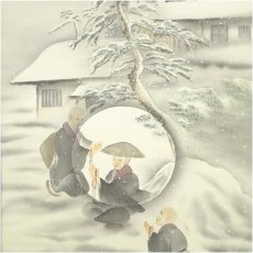 画像4: 観峰筆　親鸞聖人雪枕図　肉筆絹本掛軸（共箱） (4)