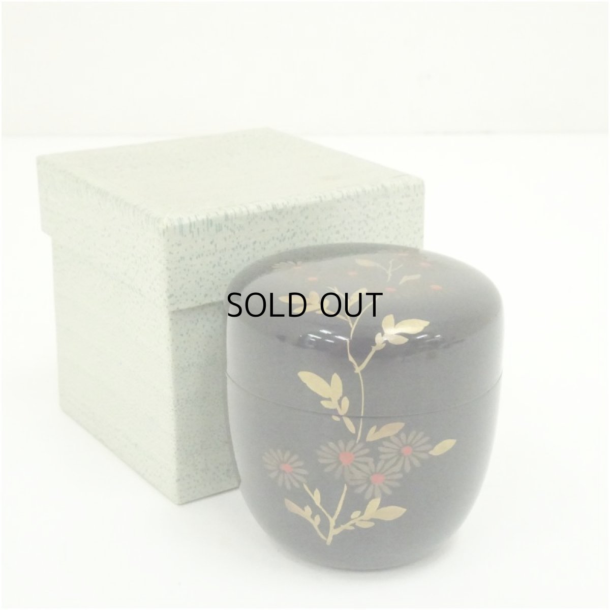 画像1: 漆塗　草花蒔絵中棗（箱付） (1)