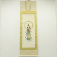 画像1: 如学筆　観音之図　肉筆絹本掛軸（保護箱） (1)