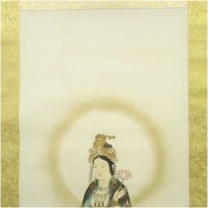 画像3: 如学筆　観音之図　肉筆絹本掛軸（保護箱） (3)