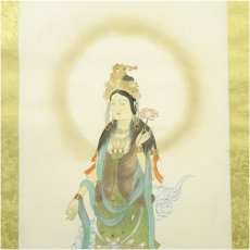 画像4: 如学筆　観音之図　肉筆絹本掛軸（保護箱） (4)