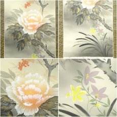 画像6: 雅美筆　四季草花　肉筆絹本掛軸（共箱） (6)