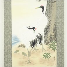 画像4: 昇陽筆　松竹梅鶴亀　肉筆絹本掛軸（共箱） (4)