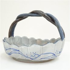 画像2: 旭泉窯　芋野憲夫造　色絵手付鉢（共箱） (2)