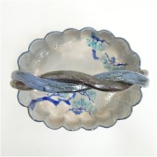 画像4: 旭泉窯　芋野憲夫造　色絵手付鉢（共箱） (4)