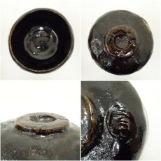 画像6: 直木友次良造　黒楽紅梅茶碗（共箱） (6)