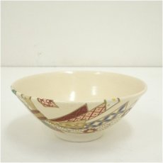 画像1: 川添寿楽造　仁清束熨斗茶碗 (1)