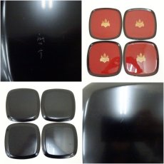 画像6: 輪島塗　小西啓介造　沈金桐文銘々皿5客（共箱） (6)