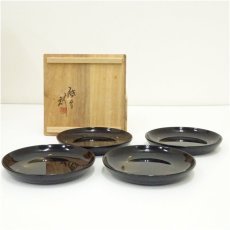画像1: 小西啓介造　輪島塗　飛花之図銘々皿4客（共箱） (1)