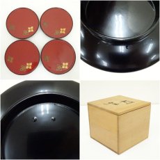 画像6: 輪島塗　朱花図銘々皿5客（共箱） (6)