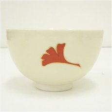 画像4: 京焼　加藤昌山造　色絵銀杏文茶碗・振出・巾筒　3点セット（箱付） (4)