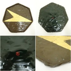 画像6: 意求一閑造　漆塗籠地七方盆（共箱） (6)