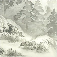 画像4: 春邦筆　水墨山水　肉筆絹本掛軸（共箱） (4)