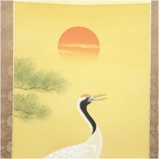 画像3: 翠鳳筆　松上双鶴　肉筆絹本掛軸 (3)