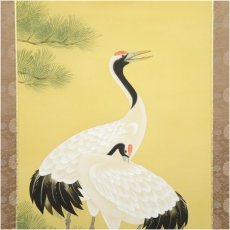 画像4: 翠鳳筆　松上双鶴　肉筆絹本掛軸 (4)