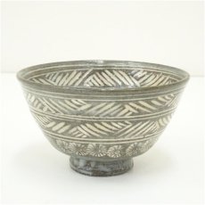 画像1: 京焼　原清和造　三島手茶碗 (1)