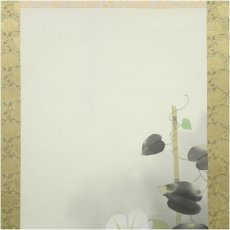 画像3: 郡賜泉筆　夕顔　肉筆絹本掛軸（共箱） (3)