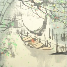 画像4: 愛新覚羅福文筆　南国水郷　風景　肉筆紙本掛軸（共箱） (4)