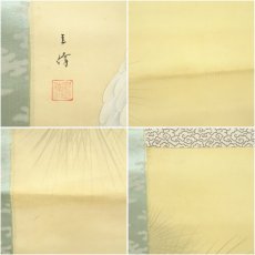 画像7: 圭倖筆　松上双鶴　肉筆絹本掛軸 (7)