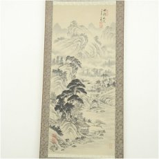 画像2: 中国　陳文翰筆　水墨山水　肉筆絹本掛軸（紙箱） (2)