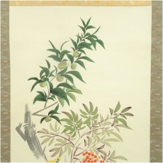 画像3: 尾崎春秋筆　満開結実之図　肉筆絹本掛軸（共箱） (3)