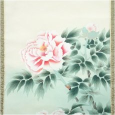 画像4: 珠香筆　牡丹図　肉筆絹本掛軸（保護箱） (4)