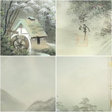 画像7: 岩崎紫峰筆　彩色春景　肉筆絹本掛軸（共箱） (7)