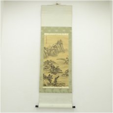 画像1: 中国　味青筆　水閣晴嵐　肉筆絹本掛軸 (1)