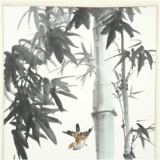 画像3: 辛架筆　竹に雀　肉筆紙本掛軸 (3)