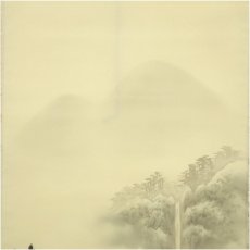 画像3: 徳村遊石筆　彩色山水　肉筆絹本掛軸（共箱） (3)