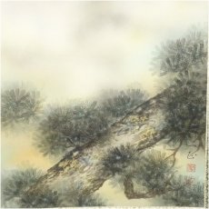 画像4: 小山一正筆　紅富士　肉筆絹本掛軸（共箱） (4)