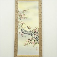 画像2: 小川香月筆　桜花爛漫　肉筆絹本掛軸（紙箱） (2)