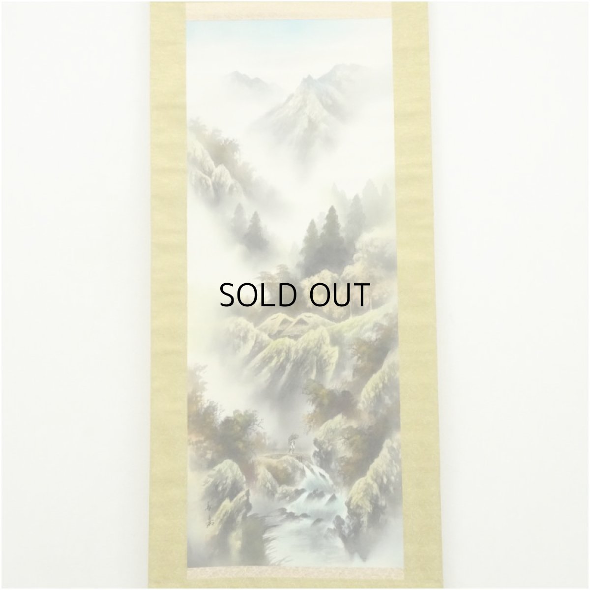 画像2: 長嘉筆　彩色山水　肉筆絹本掛軸 (2)