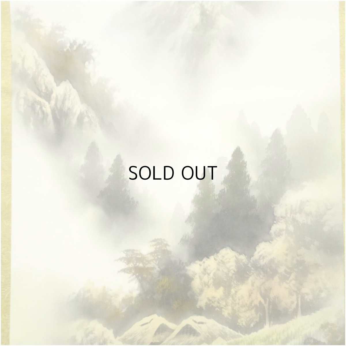 画像4: 長嘉筆　彩色山水　肉筆絹本掛軸 (4)