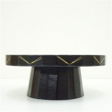 画像4: 岡本漆専堂造　漆塗松葉蒔絵高杯干菓子器（共箱） (4)