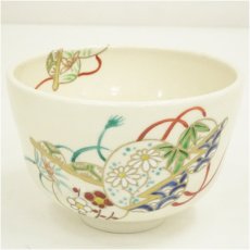 画像2: 京焼　八木海峰造　色絵瓢箪四君子茶碗（箱付） (2)