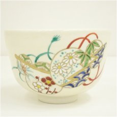 画像3: 京焼　八木海峰造　色絵瓢箪四君子茶碗（箱付） (3)