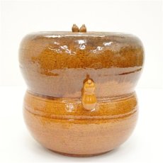 画像3: 佐々木昭楽造　飴釉箪瓢水指（共箱） (3)