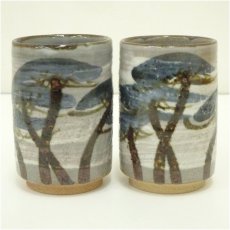 画像2: 京焼　鈴木健司造　松籟湯呑揃（共箱） (2)