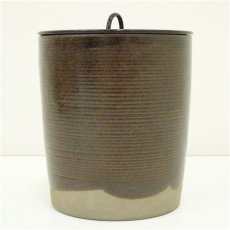 画像4: 膳所焼　岩崎新定造　糸目筒形水指（共箱） (4)